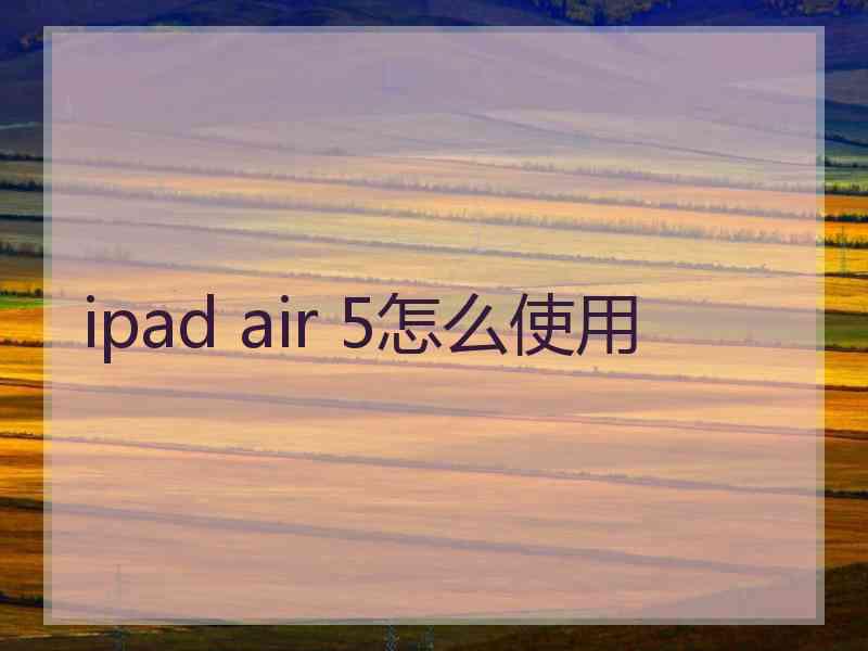 ipad air 5怎么使用