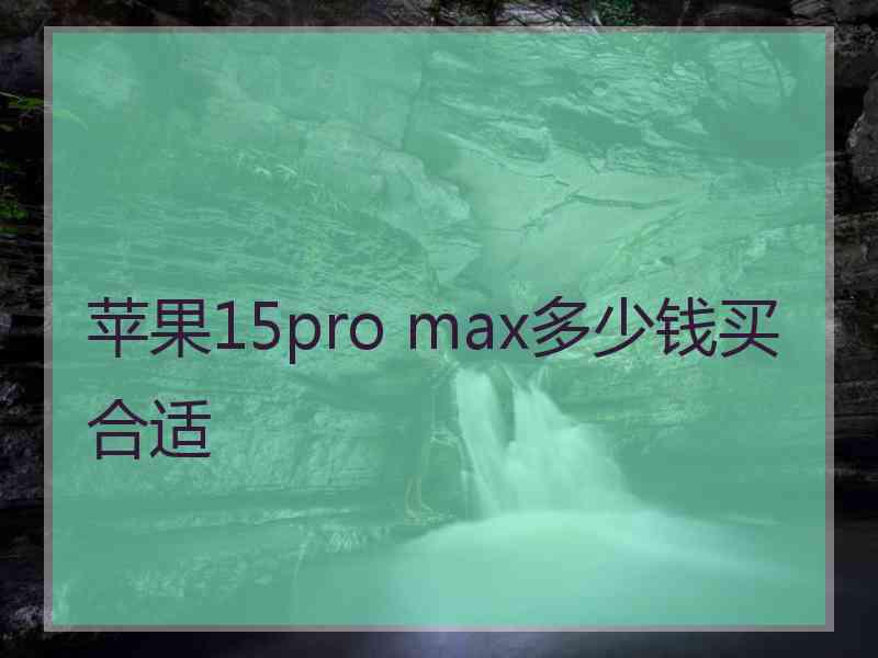 苹果15pro max多少钱买合适