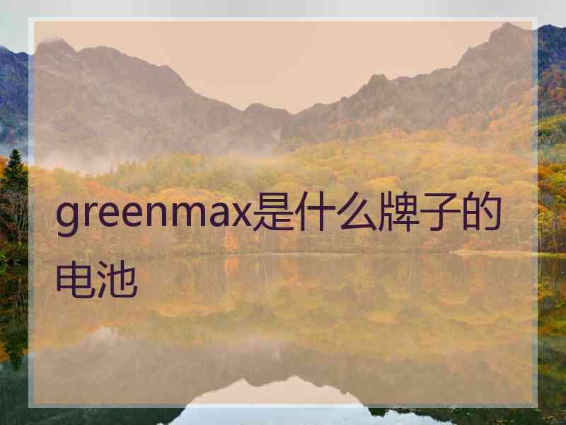 greenmax是什么牌子的电池