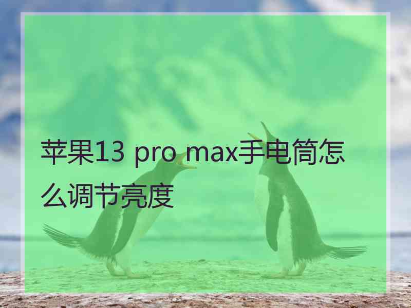 苹果13 pro max手电筒怎么调节亮度