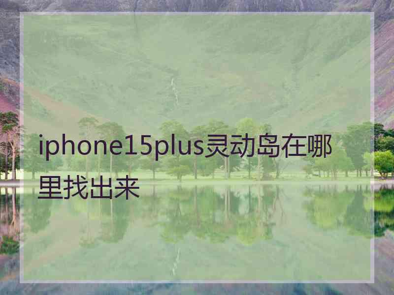 iphone15plus灵动岛在哪里找出来