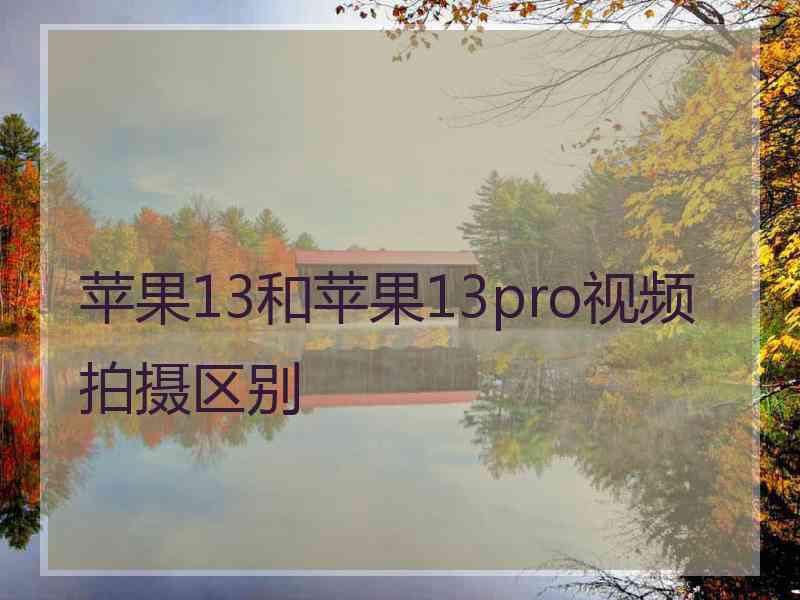 苹果13和苹果13pro视频拍摄区别