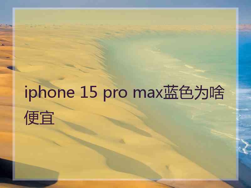 iphone 15 pro max蓝色为啥便宜