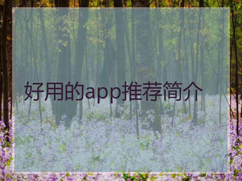 好用的app推荐简介