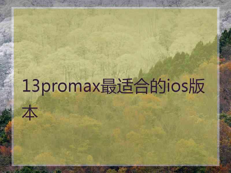 13promax最适合的ios版本