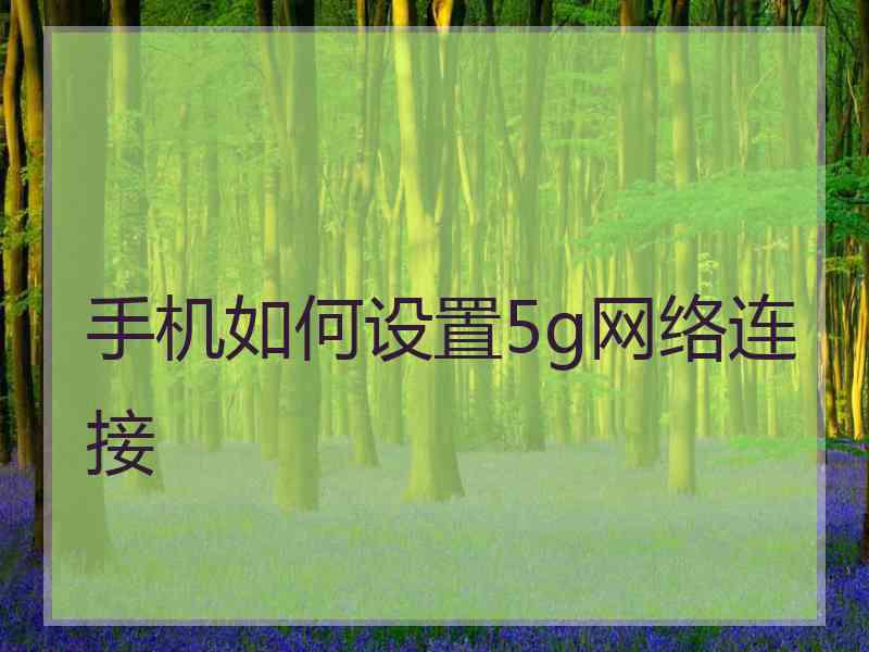 手机如何设置5g网络连接