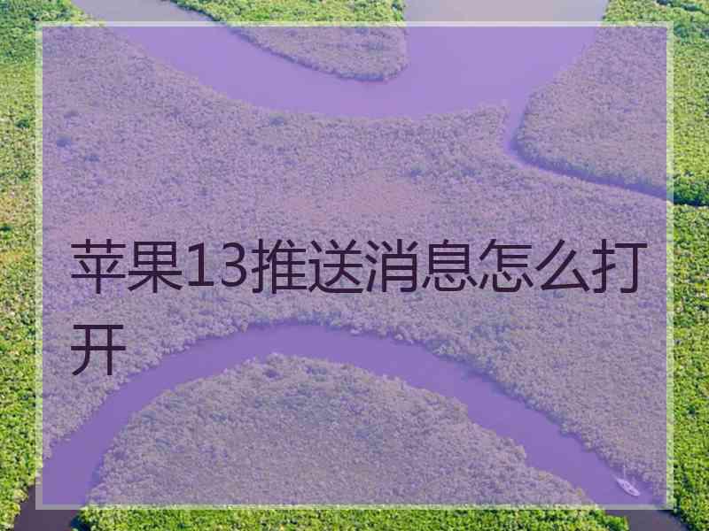 苹果13推送消息怎么打开