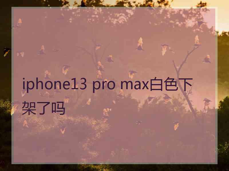 iphone13 pro max白色下架了吗