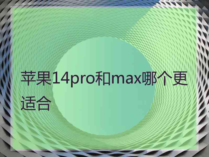 苹果14pro和max哪个更适合