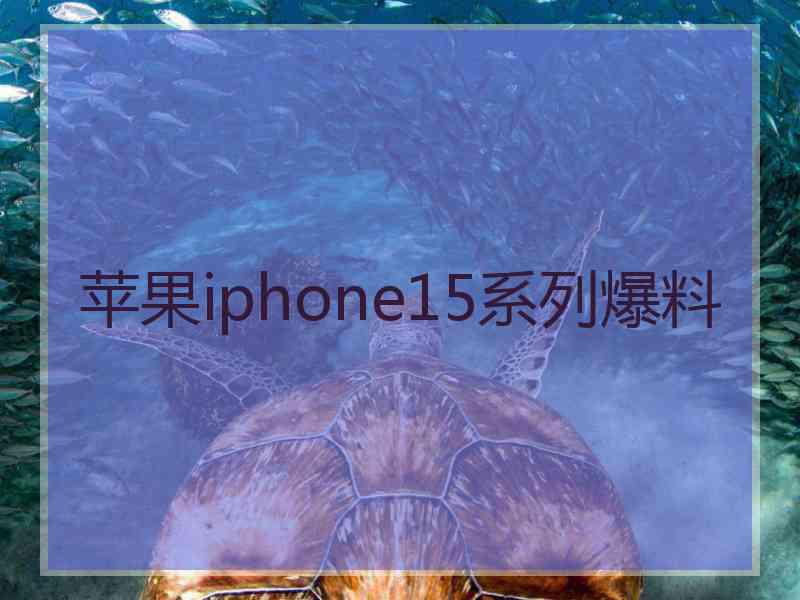 苹果iphone15系列爆料