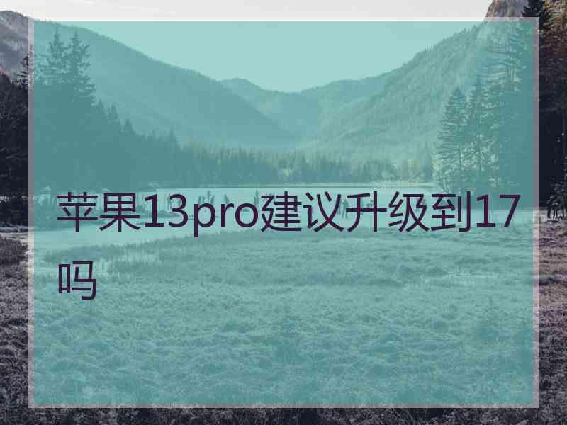 苹果13pro建议升级到17吗