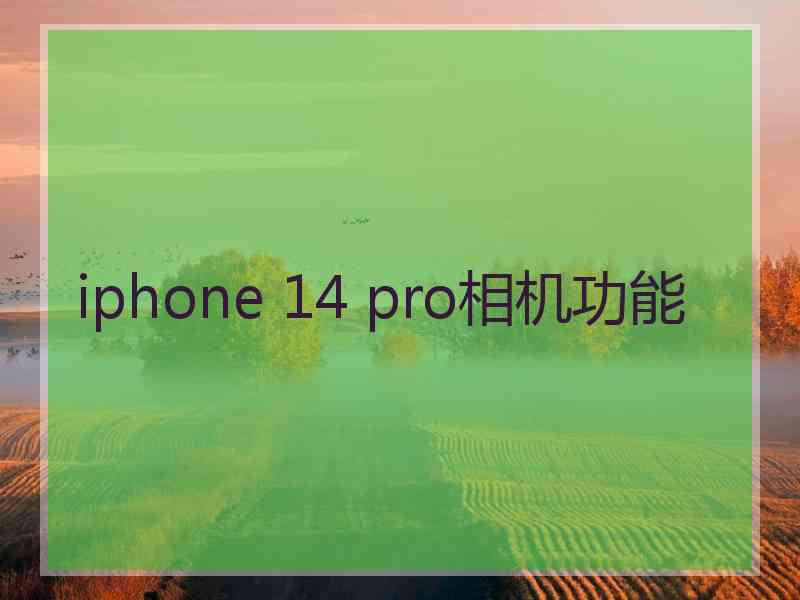 iphone 14 pro相机功能