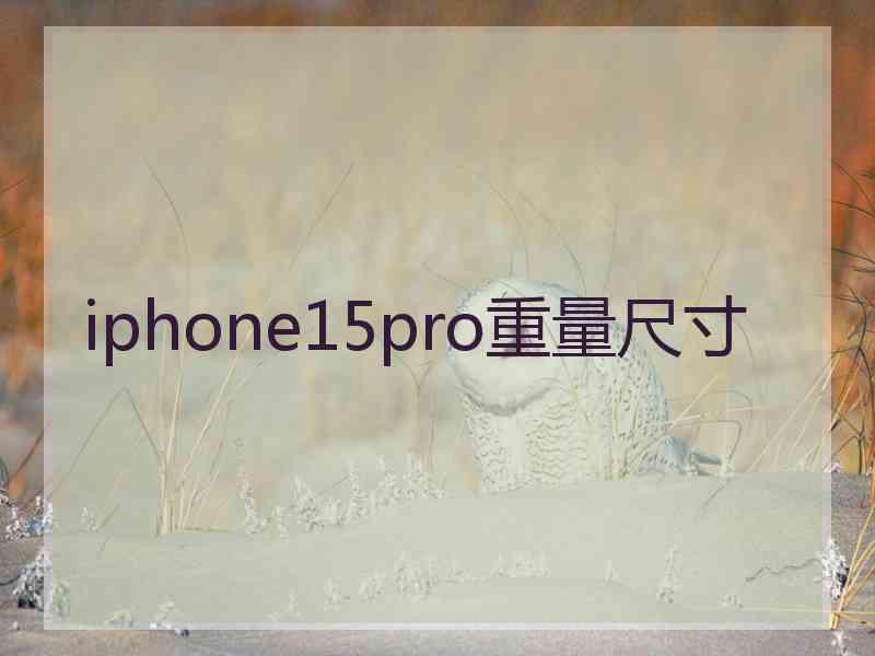 iphone15pro重量尺寸