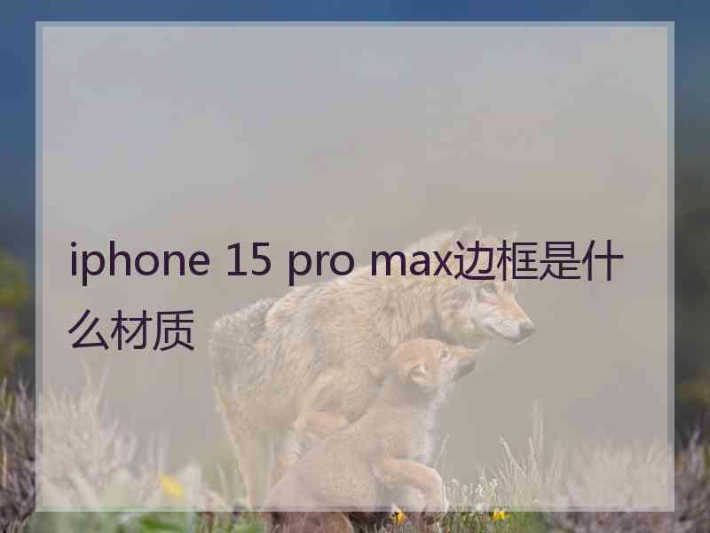 iphone 15 pro max边框是什么材质