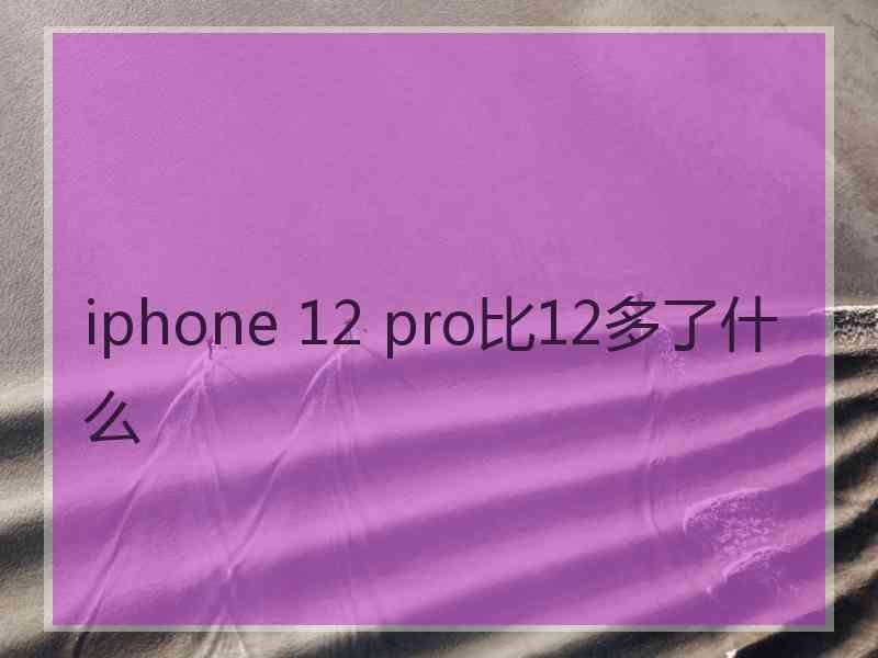 iphone 12 pro比12多了什么