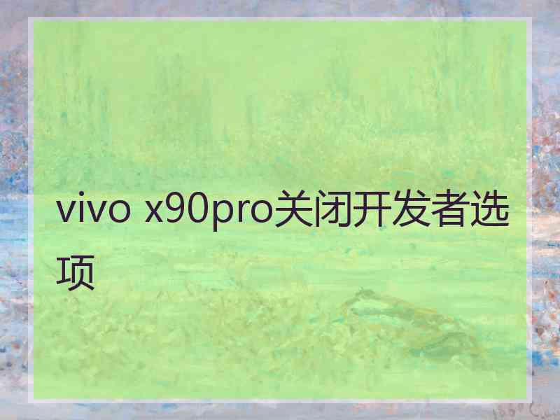 vivo x90pro关闭开发者选项