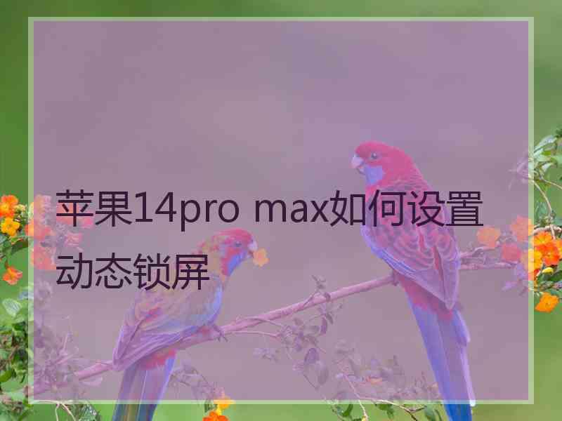 苹果14pro max如何设置动态锁屏