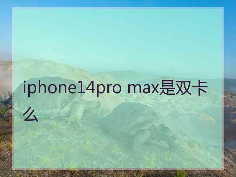 iphone14pro max是双卡么