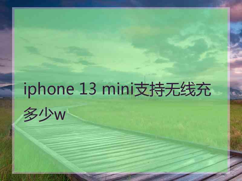 iphone 13 mini支持无线充多少w