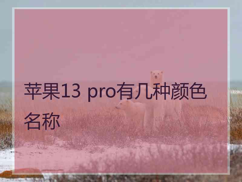 苹果13 pro有几种颜色名称