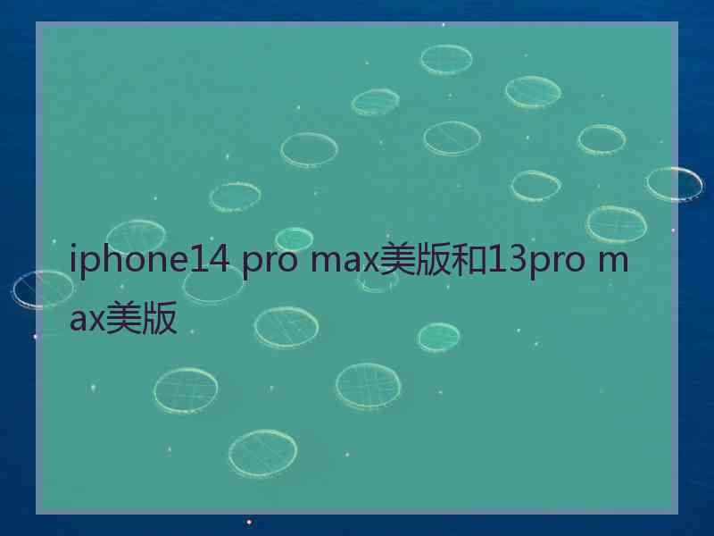 iphone14 pro max美版和13pro max美版