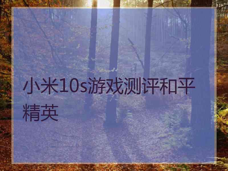 小米10s游戏测评和平精英