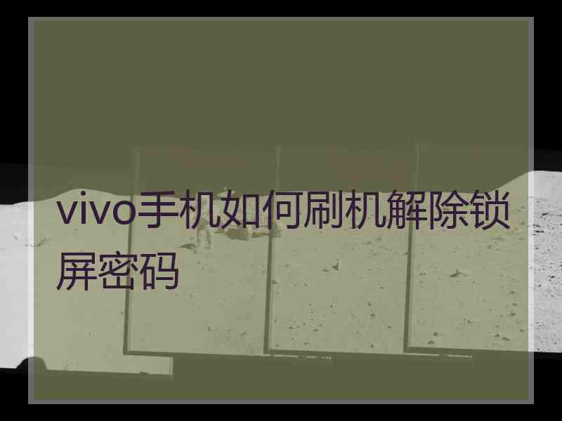 vivo手机如何刷机解除锁屏密码