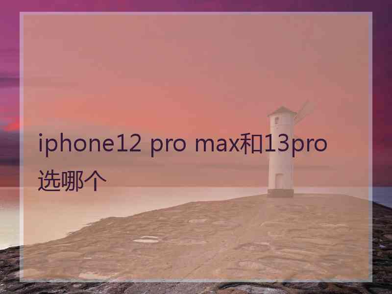 iphone12 pro max和13pro选哪个