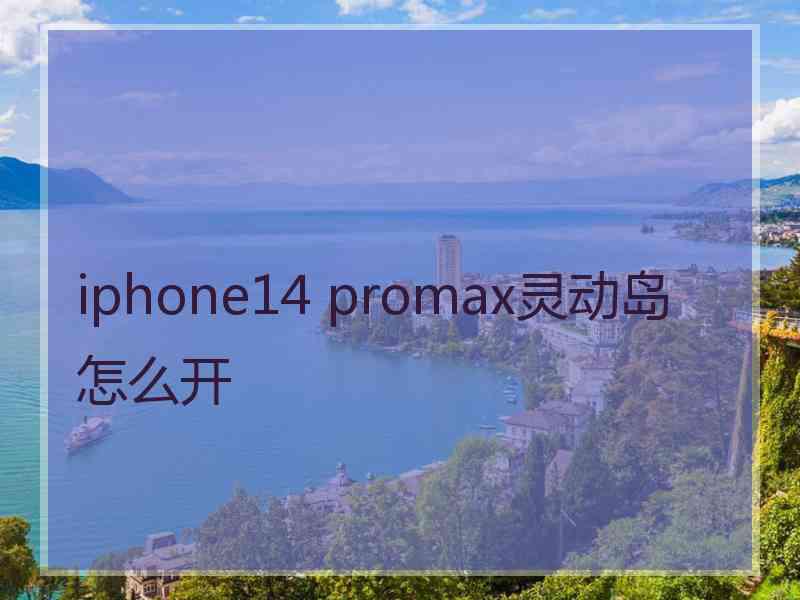 iphone14 promax灵动岛怎么开