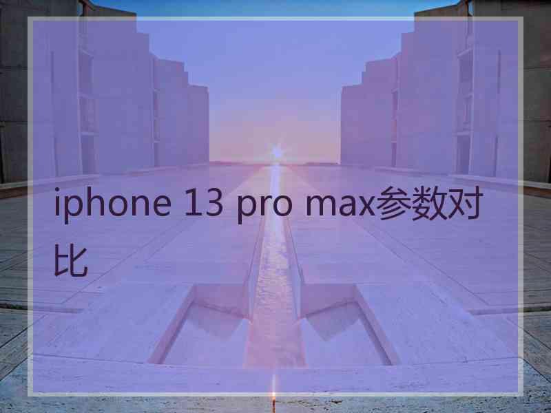 iphone 13 pro max参数对比