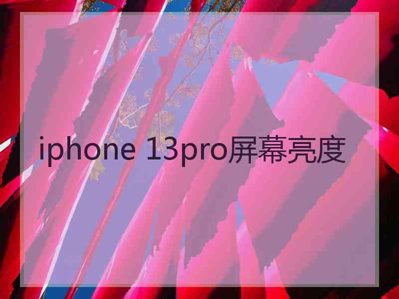 iphone 13pro屏幕亮度