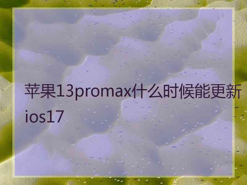 苹果13promax什么时候能更新ios17