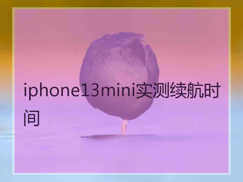 iphone13mini实测续航时间