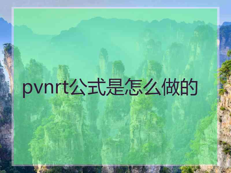 pvnrt公式是怎么做的