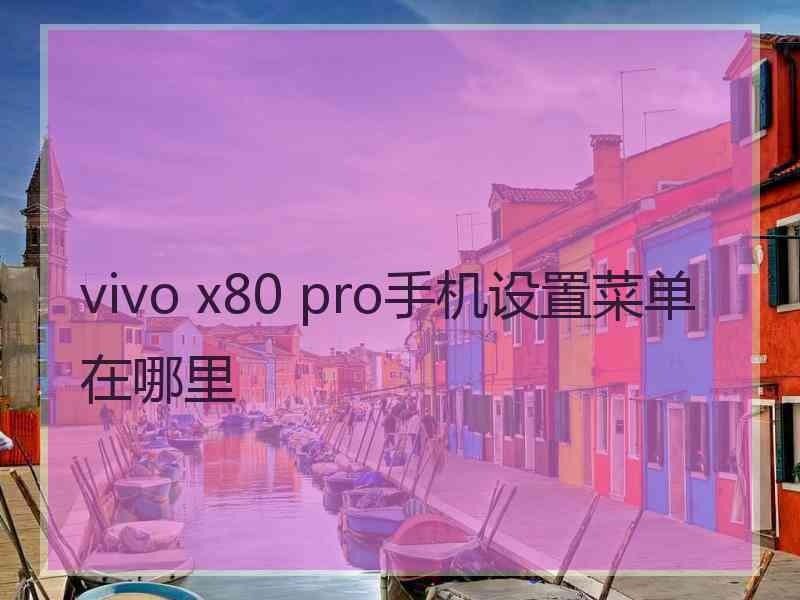 vivo x80 pro手机设置菜单在哪里