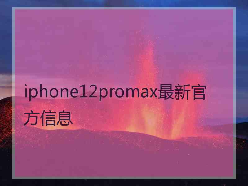 iphone12promax最新官方信息