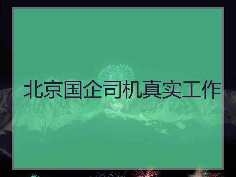 北京国企司机真实工作