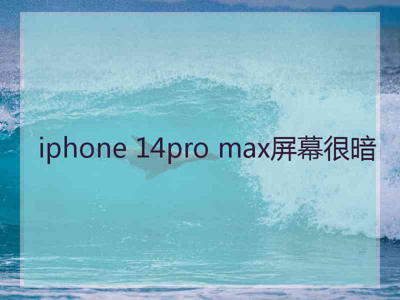 iphone 14pro max屏幕很暗