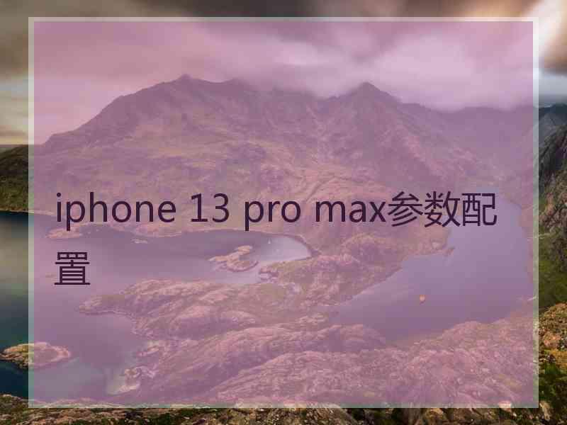 iphone 13 pro max参数配置