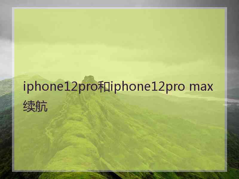 iphone12pro和iphone12pro max续航