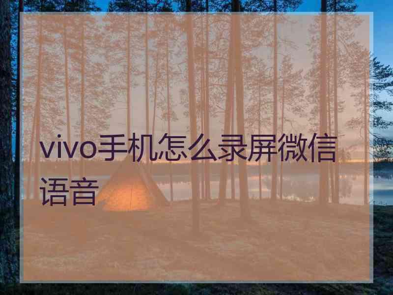 vivo手机怎么录屏微信语音