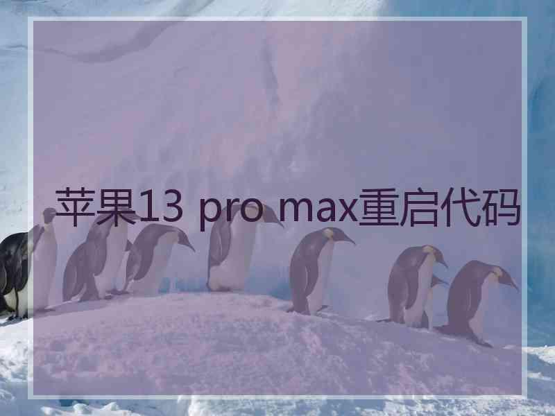 苹果13 pro max重启代码