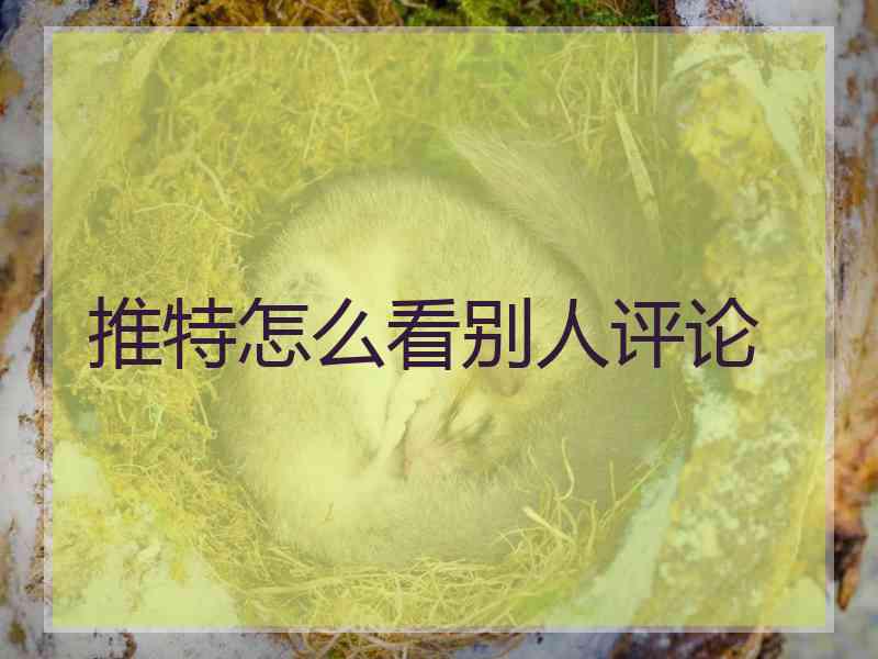 推特怎么看别人评论