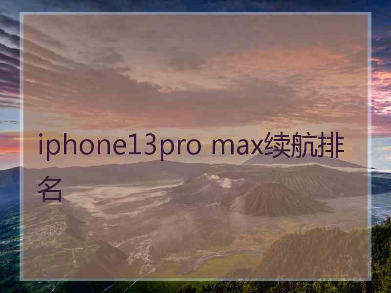 iphone13pro max续航排名