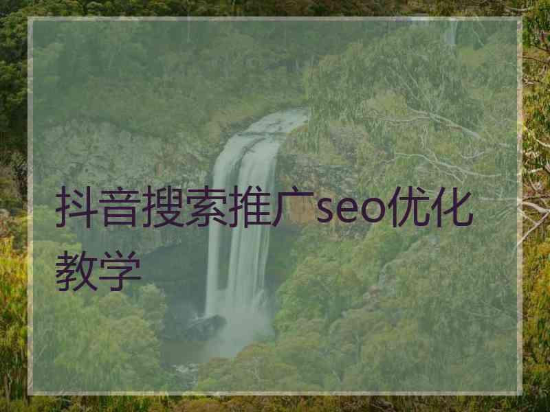 抖音搜索推广seo优化教学