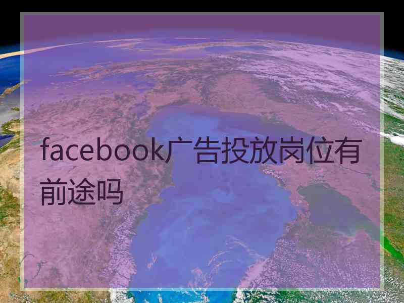 facebook广告投放岗位有前途吗