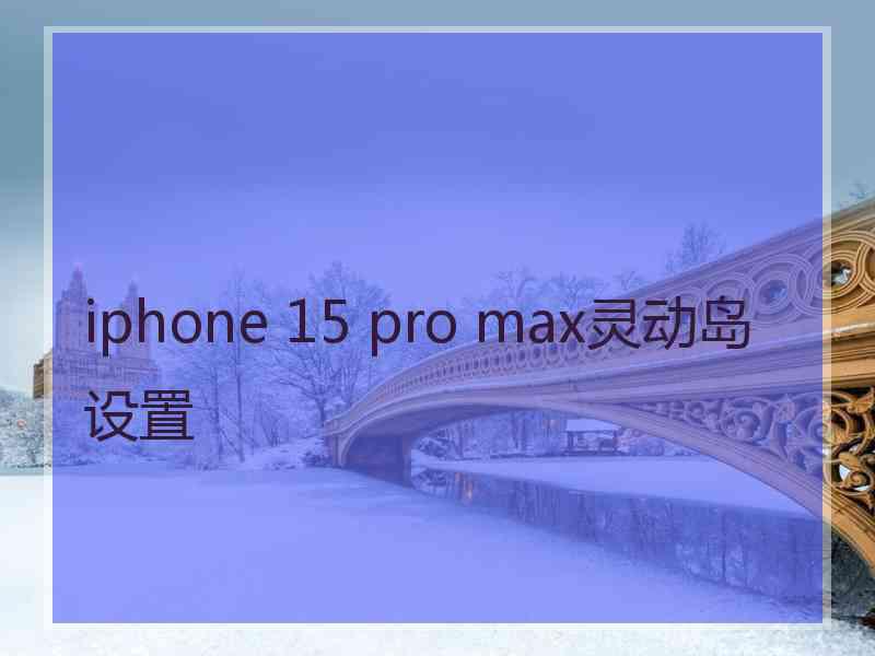 iphone 15 pro max灵动岛设置