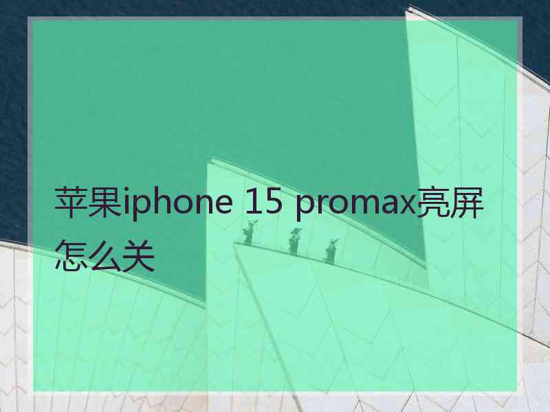 苹果iphone 15 promax亮屏怎么关