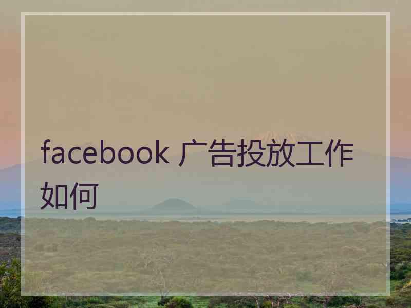 facebook 广告投放工作如何