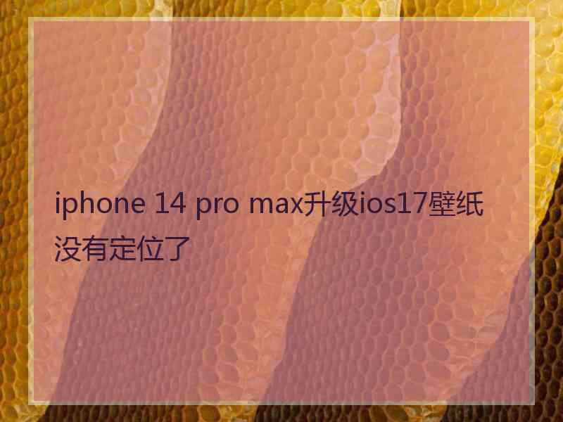 iphone 14 pro max升级ios17壁纸没有定位了